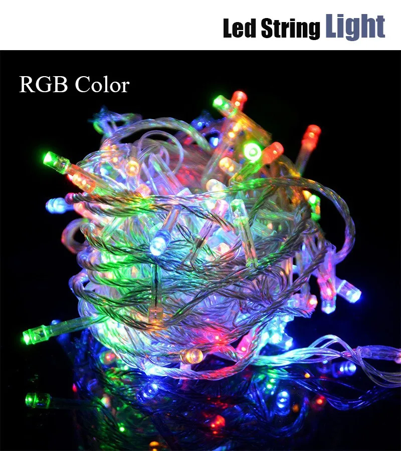 110V/220V Led String Christmas Lighting 10m/100leds Red/Green/Blue/White/Warm White/RGB/Pink/Purple