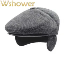 Которые в душе для пожилых мужчин ушной лоскут Зимние береты толстые теплые клетчатые зимние шапки для мужчин плотная плоская кепка Кепка gorras