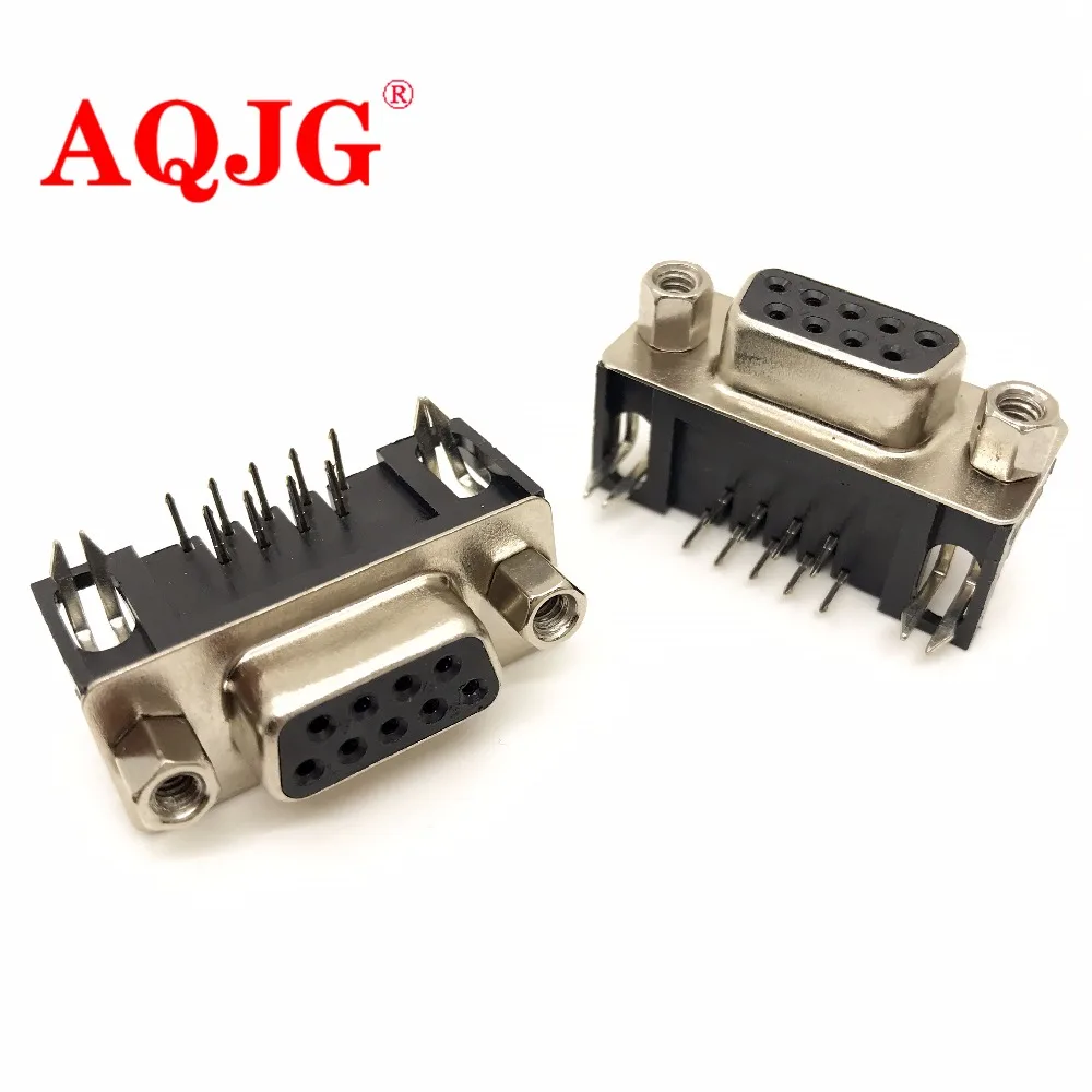 30pcs DB9 connector DR9 female flapper female horizontal hole DR 9S 90