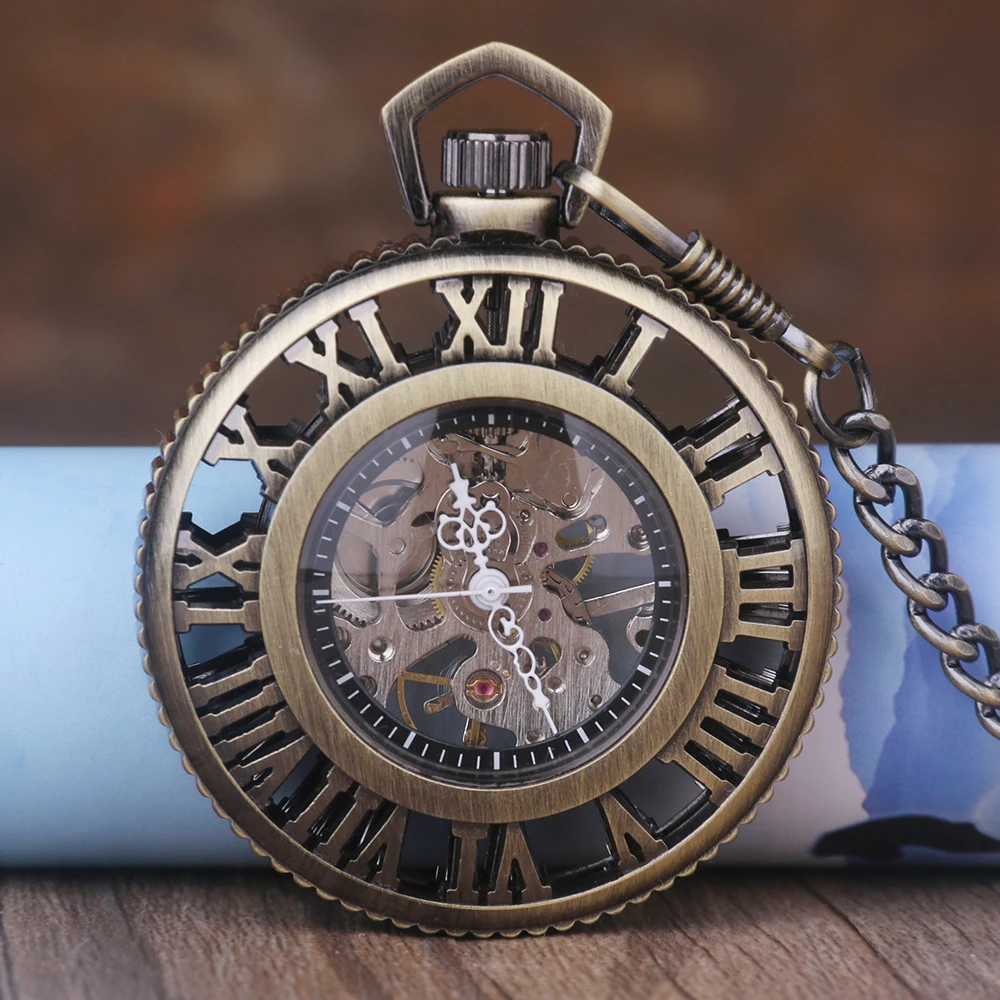 

Steampunk Luxury Fashion Antique Skeleton Mechanical Pocket Watch Men Chain Necklace Business Casual Pocket Watches