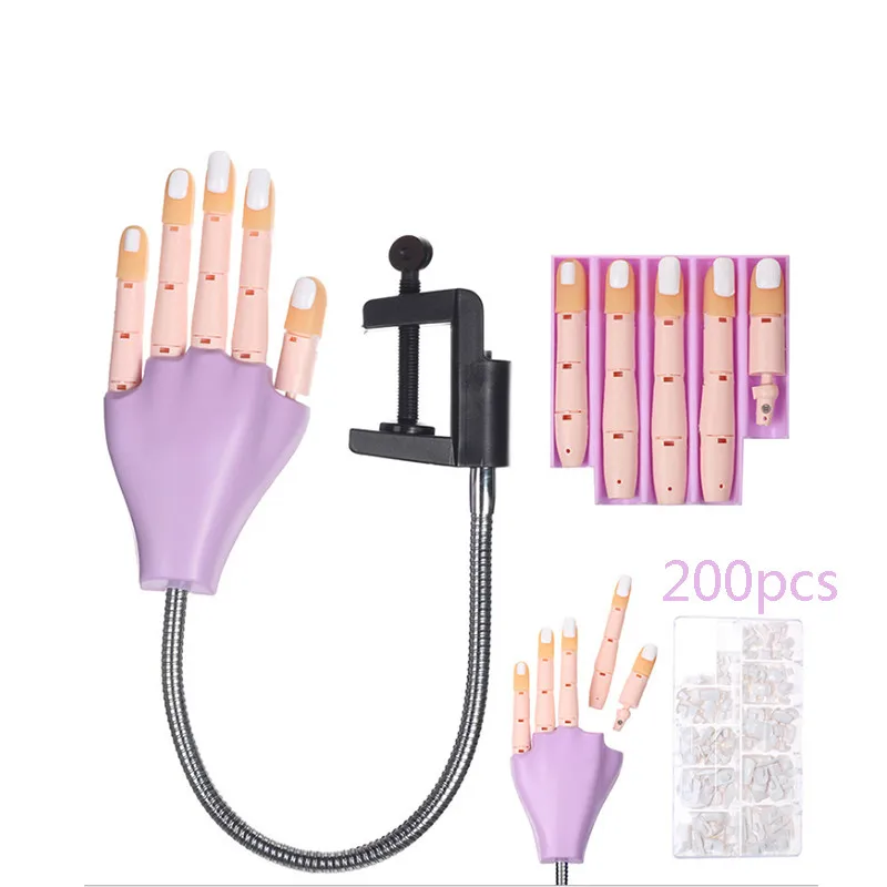 

1 Practice Hand+200pcs Nail Tips Nail Art Tools Adjustable Nail Art Model Hand Nail Art Equipment DIY Manicure Tool For Training