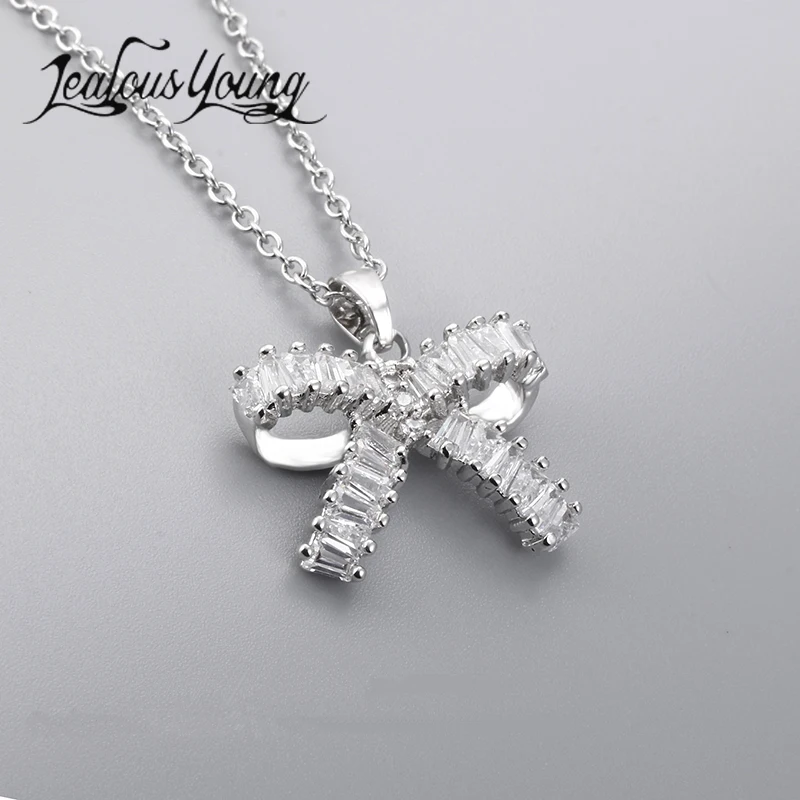 Женское классическое ожерелье с бантом золотого цвета фианитом AAA +|necklace a|necklace