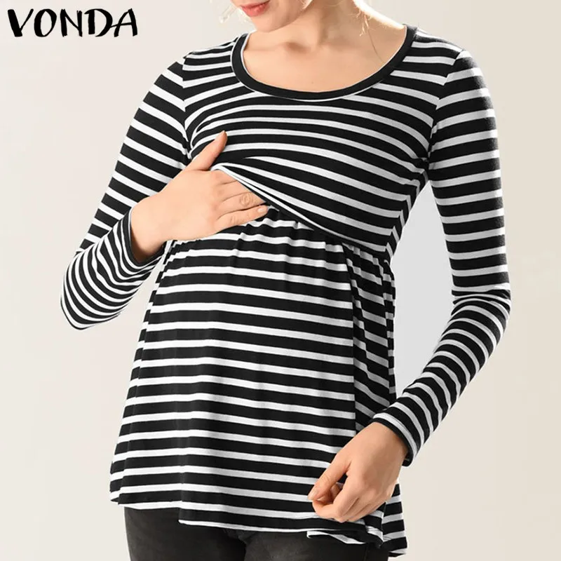 VONDA Maternity Clothes 2019 Spring Autumn Pregnancy Breastfeeding