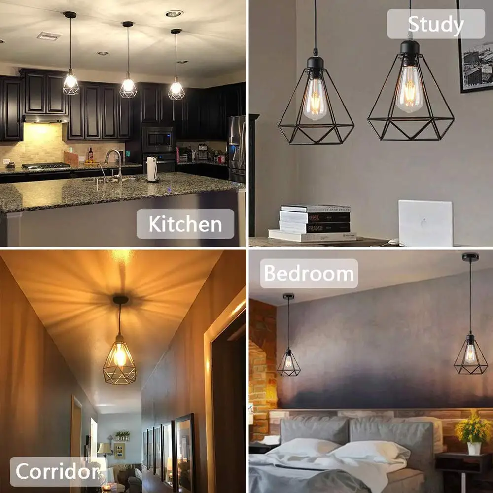  Nordic Pendant Lights Modern Industrial Vintage Iron Art Minimalist Loft Cage Hanging Ceiling Lamp  - 33016780629