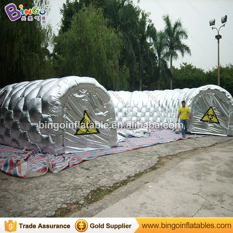  Free shipping 32X2.5X2.5 meters Inflatable silver tunnel for trade show high quality inflatable tun