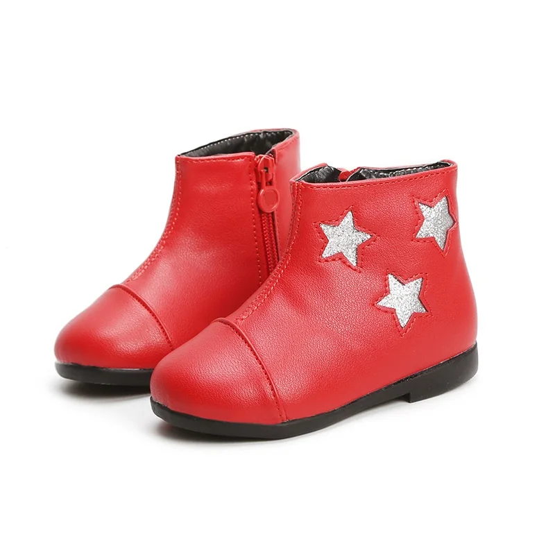 

2018New Little Baby Girls Children Leather Boots Shoes For Kids Girls Boots Martin Snowboots Black Red 1 2 3 4 5 6 7 Year