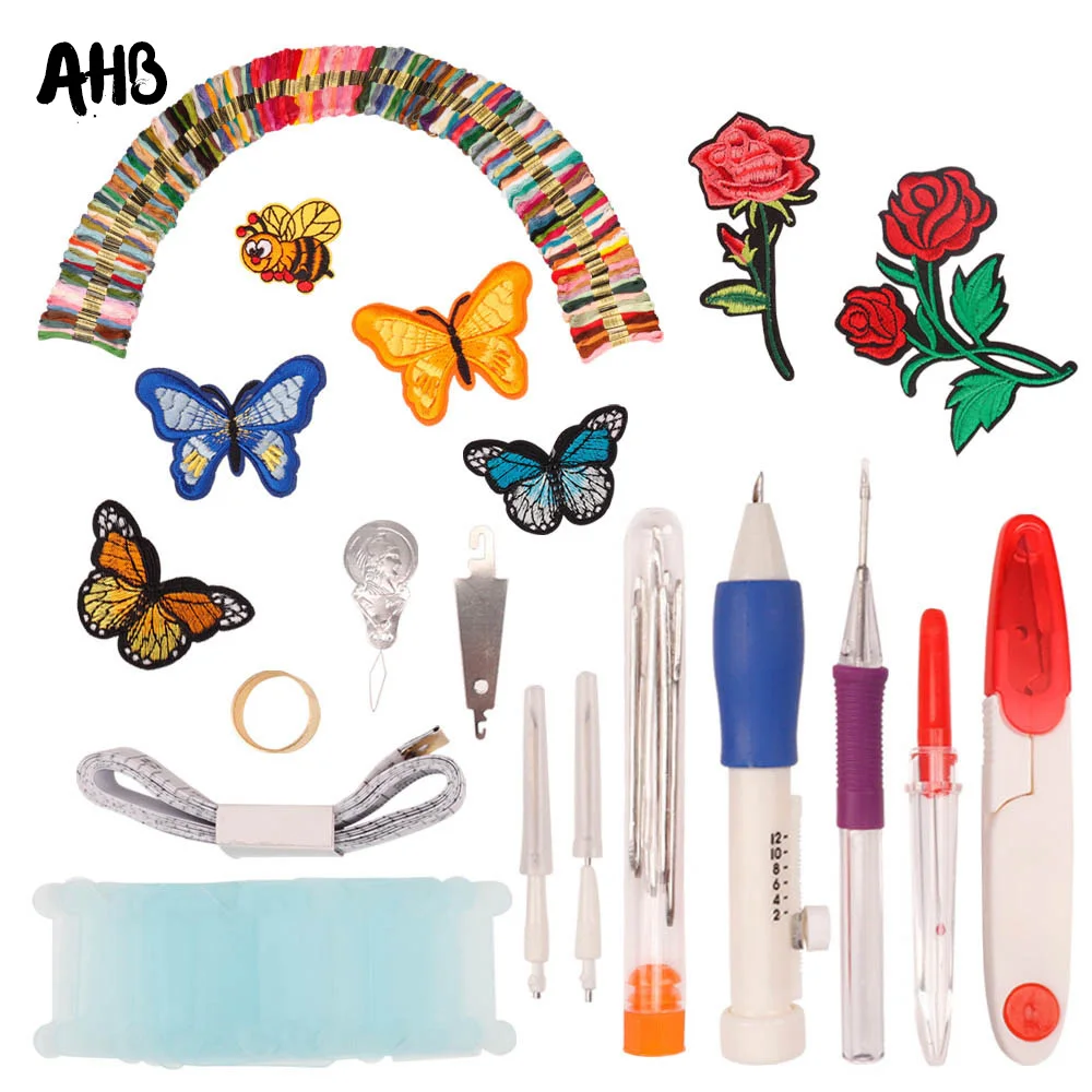 

Embroidery Pen Knitting Sewing Tool Kit Punch Magic DIY Needle Set Threads Plastic+Steel Home Decoration DIY Sewing Tools