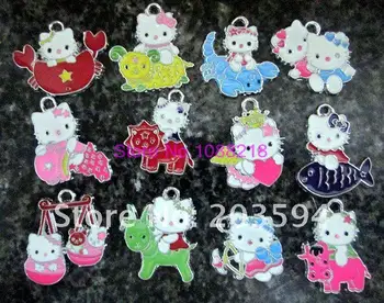 

S0417 Wholesale 1200Pcs/Lots DIY Alloy Enamel mixed The Signs of the Zodiac Charms Metal Charms