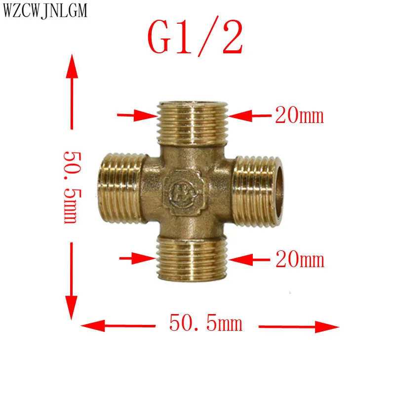 1/" 3/4" BSP наружная резьба тройник Тип 3 пути Латунная Труба фитинг адаптер соединитель для воды 1 шт - Цвет: Four links