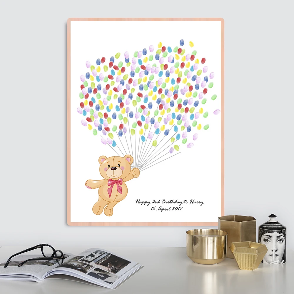 

Free Custom Thumb Fingerprint Signature Canvas Paintig for Children Baby Shower Birthday Decor DIY Guest Book Gift for Baptism