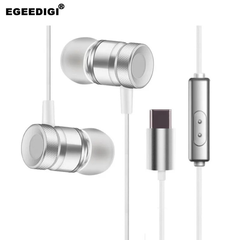 

Egeedigi In-Ear Sports headsets USB Type C With Mic For OnePlus Samsung Huawei Blackview BV9600 Ulefone Music Binaural EarPhone
