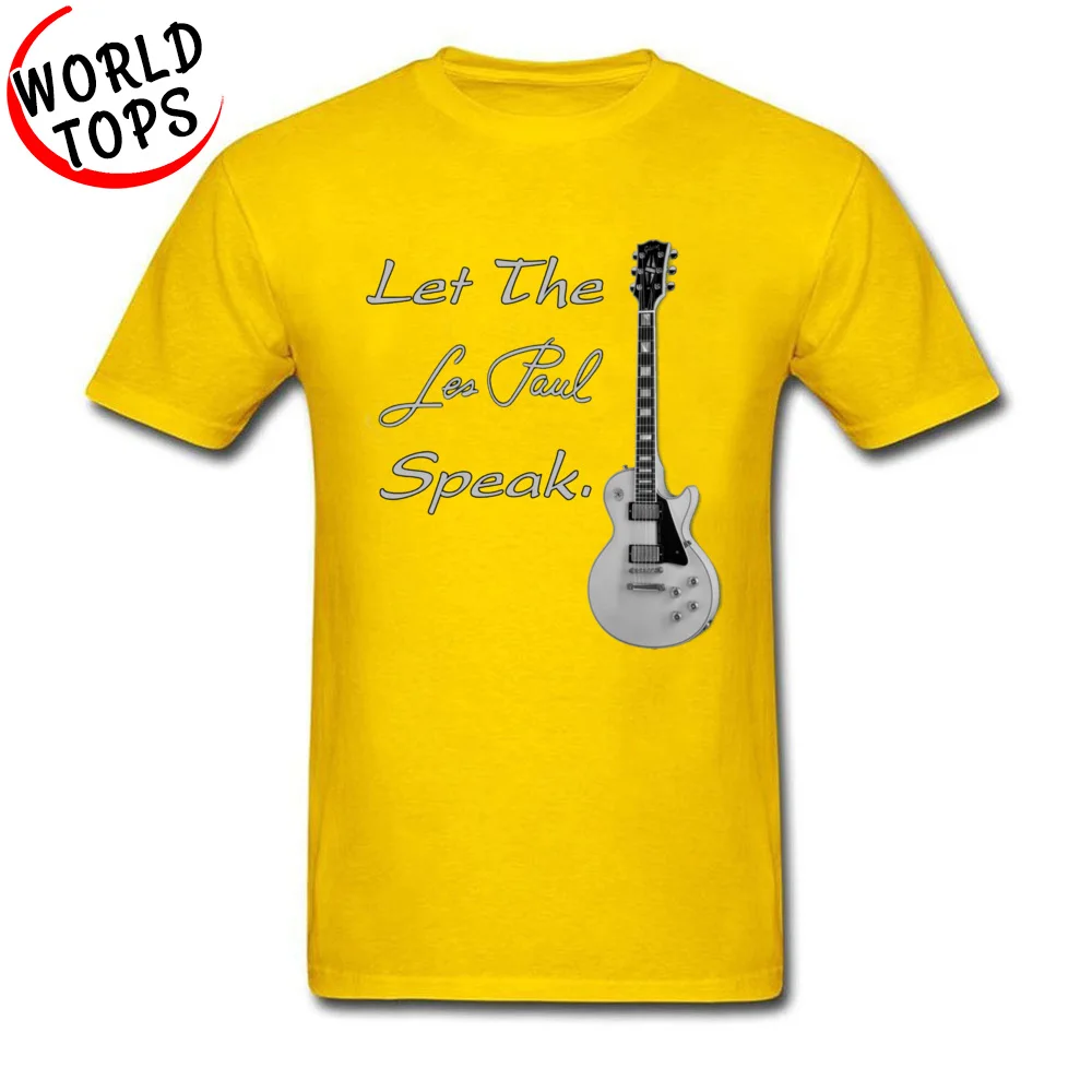 Geek Printed Tops Shirts Short Sleeve for Adult Pure Cotton Summer Round Neck Tshirts Funny Tee-Shirt 2018 Discount Let The Les Paul Speak 5579 yellow
