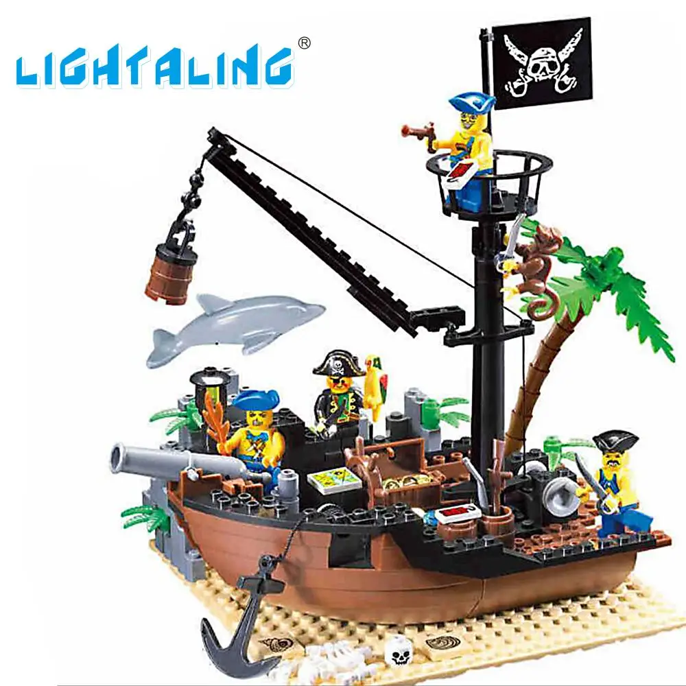 

Lightaling Pirate Ship Scrap Dock Building Blocks DIY Construction Bricks Christmas Gift Children