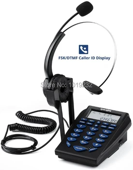 

Call Center Monaural Corded Headset Telephone with Tone Dial Key Pad & REDIAL & Call ID.RJ9 plug headset with microphoe