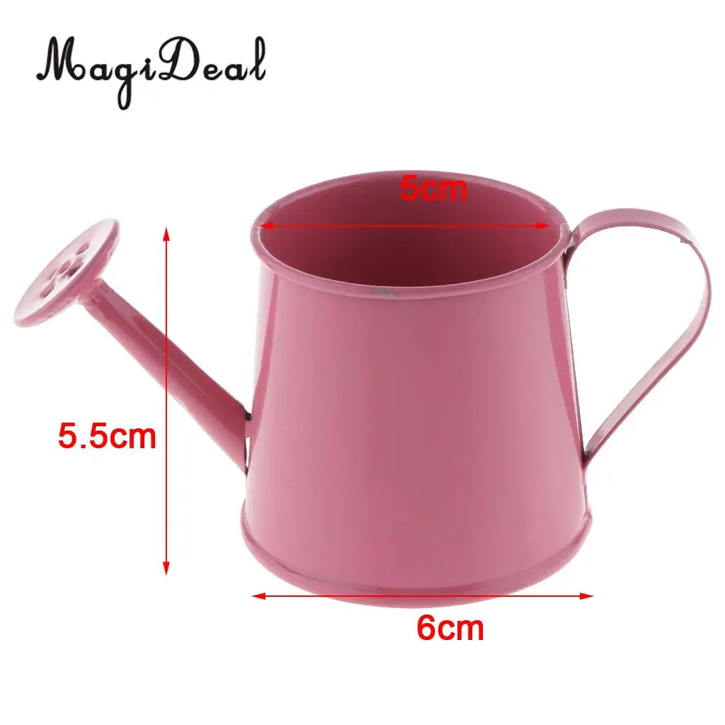 Pastoral Style Colorful Tin Flower Pot Mini Bonsai Watering Can Pot Succulent Plants Vase Decor
