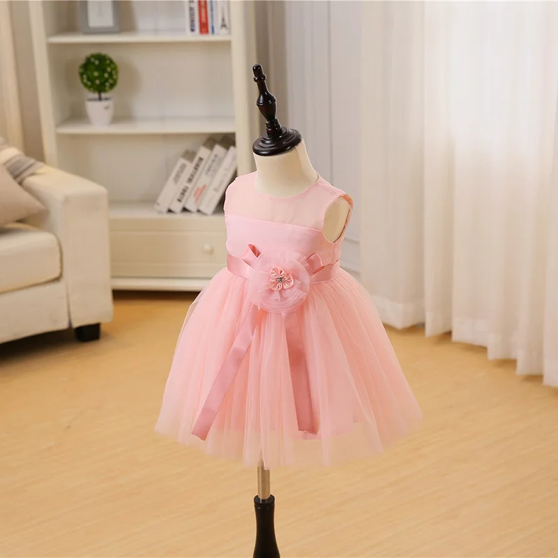 Торжественное розовое платье для малышей на день рождения, От 1 до 2 лет, одежда для маленьких девочек на свадьбу с цветочным рисунком, 12 месяцев, Vestido RBF184012