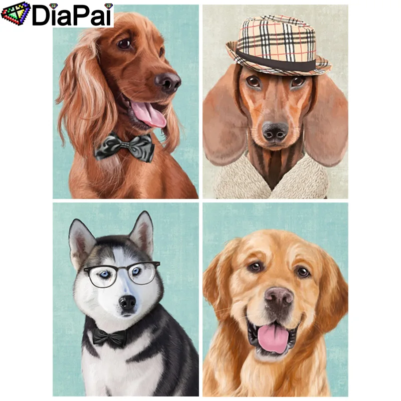 DIAPAI Diamond Painting 5D DIY 100% Full Square/Round Drill &quotAnimal dog glasses hat&quot 3D Embroidery Cross Stitch Home Decor | Дом и сад