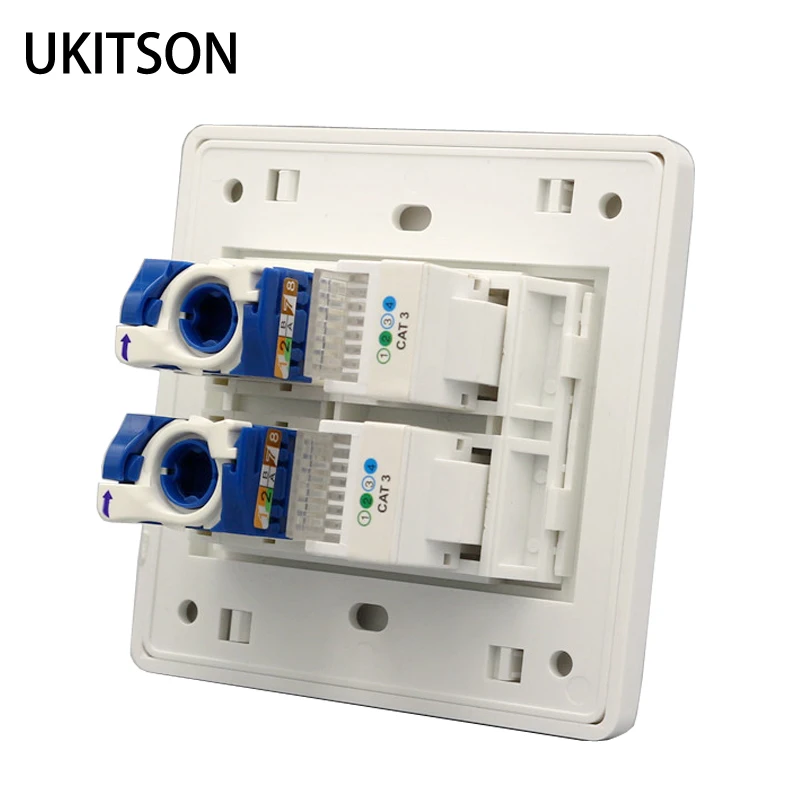 

Two Ports Corkscrew CAT 6 RJ45 Network LAN Connector Wall Outlet With 2 Socket CAT3 RJ11 Face Panel 86