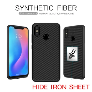 

For Xiaomi Mi 8 Nillkin synthetic fiber Cell phone case for Xiaomi Mi 8 Hard Carbon Fiber PC Plastic Back Cover TPU Soft Case