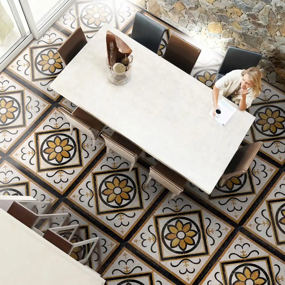 Adhesive floral tile art floor sticker vinilo cocina decorativos para pared vinyl flooring bathroom kitchen kids room decor tx4