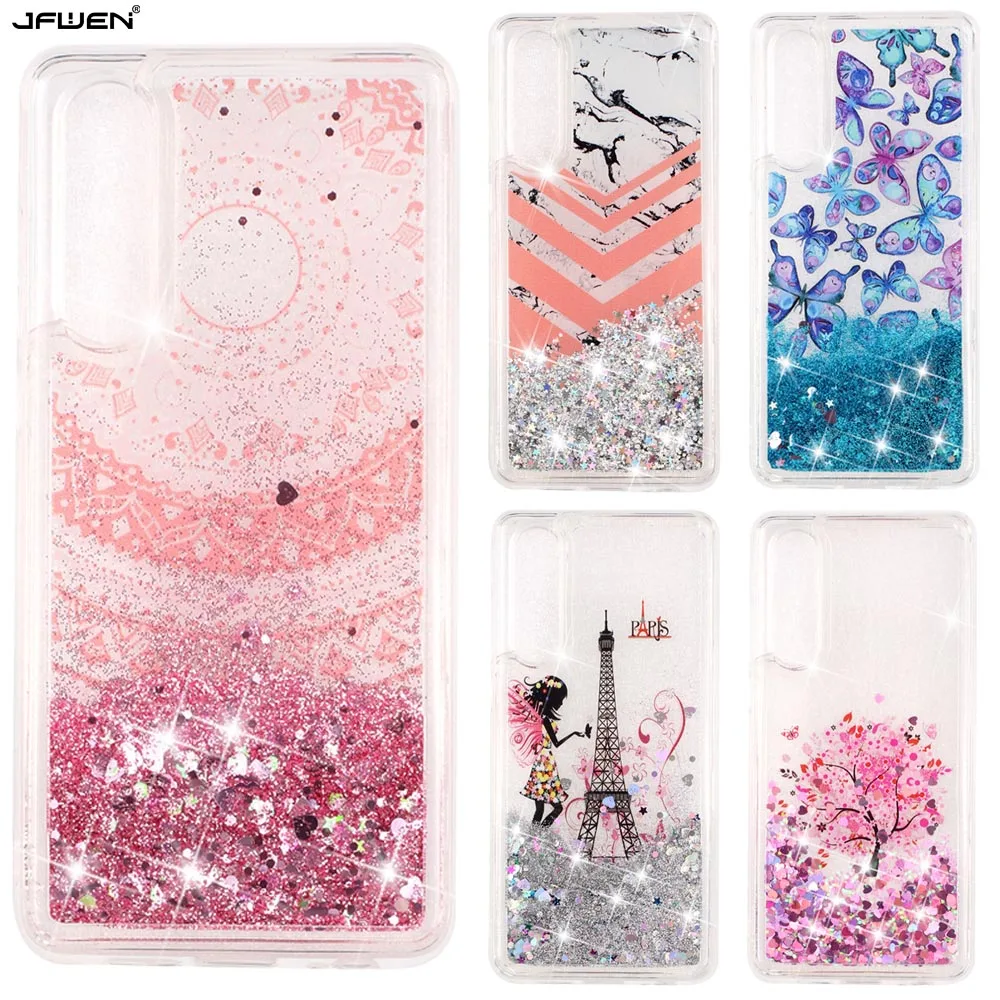 

JFWEN Printed Liquid Glitter Silicone Case For Coque Huawei P30 Pro Case Soft TPU Phone Cases For Funda Huawei P30 Case Cover