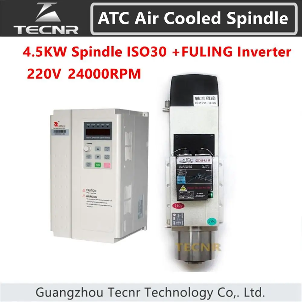 Электродвигатель шпинделя с воздушным охлаждением 4.5KW ATC ISO30 и инвертор FULING 220 В 380
