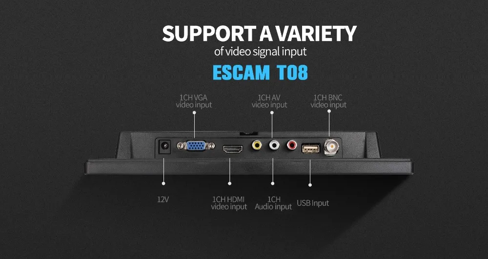 ESCAM 8 дюймов IPS ЖК-монитор 4CH 4 Сплит для камеры безопасности