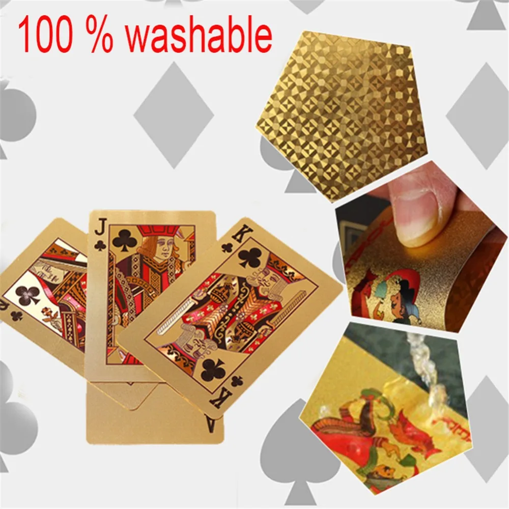 24K Gold Playing Cards Poker Desk Game Gold Foil Poker Set Deck Gold Foil Poker Set Plastic Magic Card Waterproof Cards Magic 24K Gold Playing Cards Poker Desk Game Gold Foil Poker Set Deck Gold Foil Poker Set Plastic Magic Card Waterproof Cards Magic