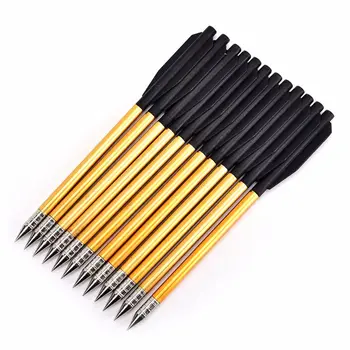 

12Pcs Golden 6.2inch Aluminum Crossbow Pistol / Bolt for lb/80 lb Crossbow, Accurate Arrows for Hunting Shooting