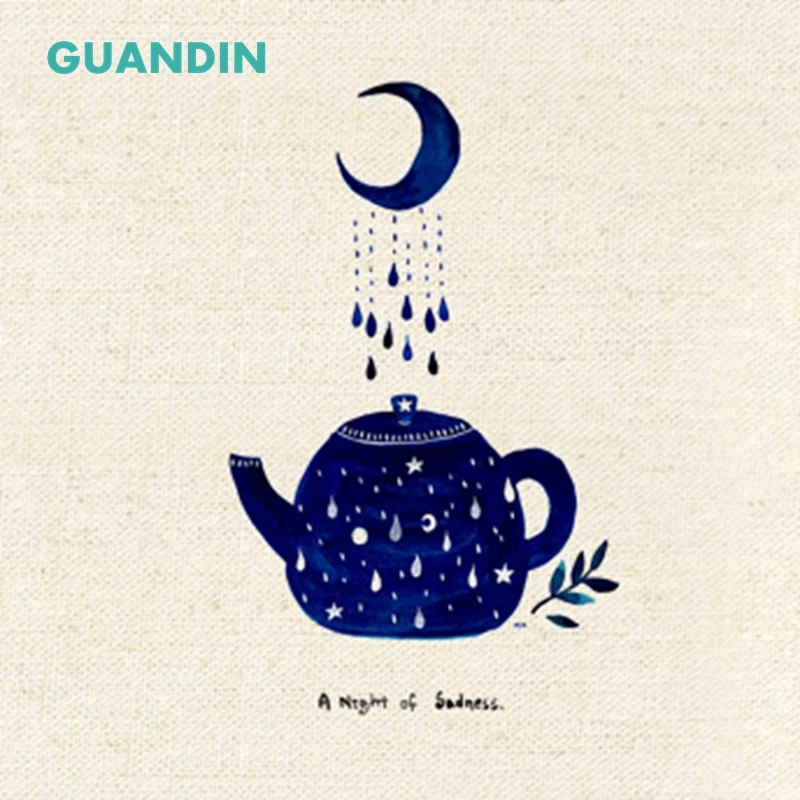 

GUANDIN,20*20cm Hand Dyed Cotton Linen Fabric Cat Pattern Sewing&Quilting Patchwork Bags Crafts Cushions/Pillow Decoration/Purse