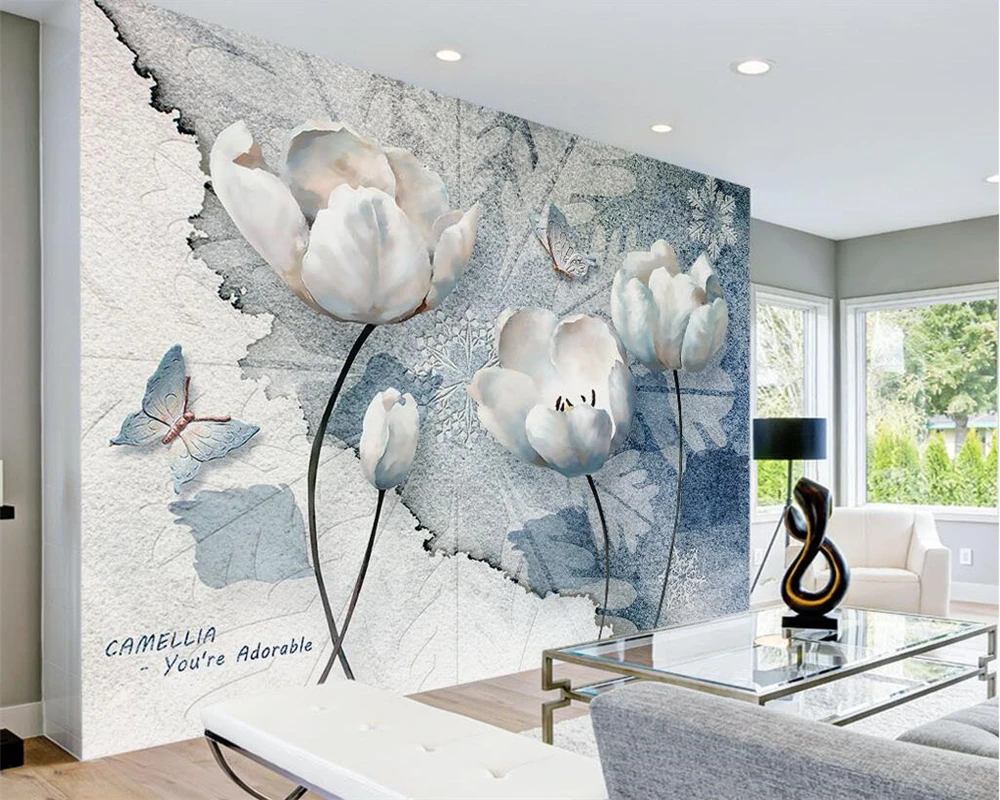 Beibehang Custom wallpaper home decor mural fresh Nordic wind snow bouquet TV background walls living room bedroom 3d wallpaper fresh bouquet