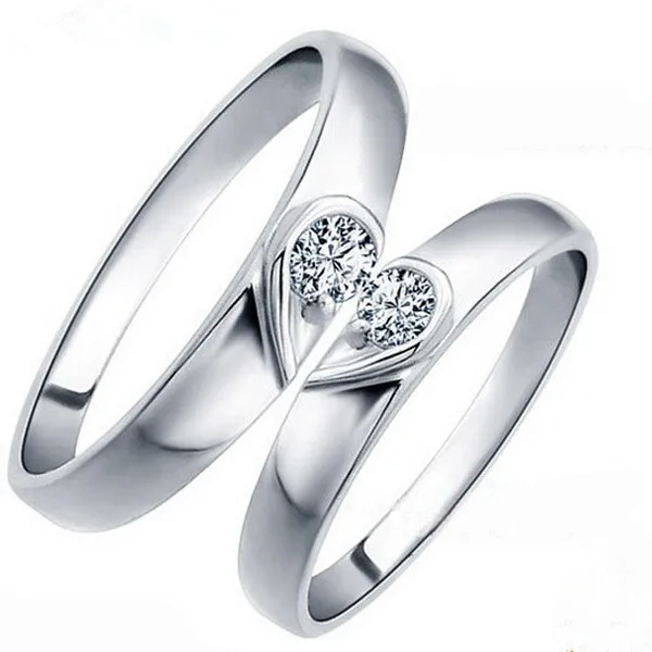 Fashion Jewelry Silver Half Heart Real Love Couple Ring Wedding Ring