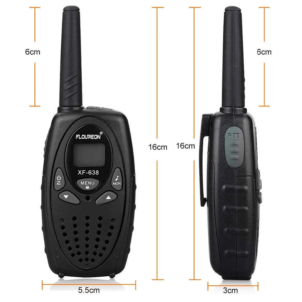 FLOUREON XF-638 8-канальный сетевой видеорегистратор иди и болтай Walkie talkie S UHF400-470MHz двусторонней радиосвязи 3 км переговорные рации-иди и болтай walkie Беспроводной Интерком черный ЕС