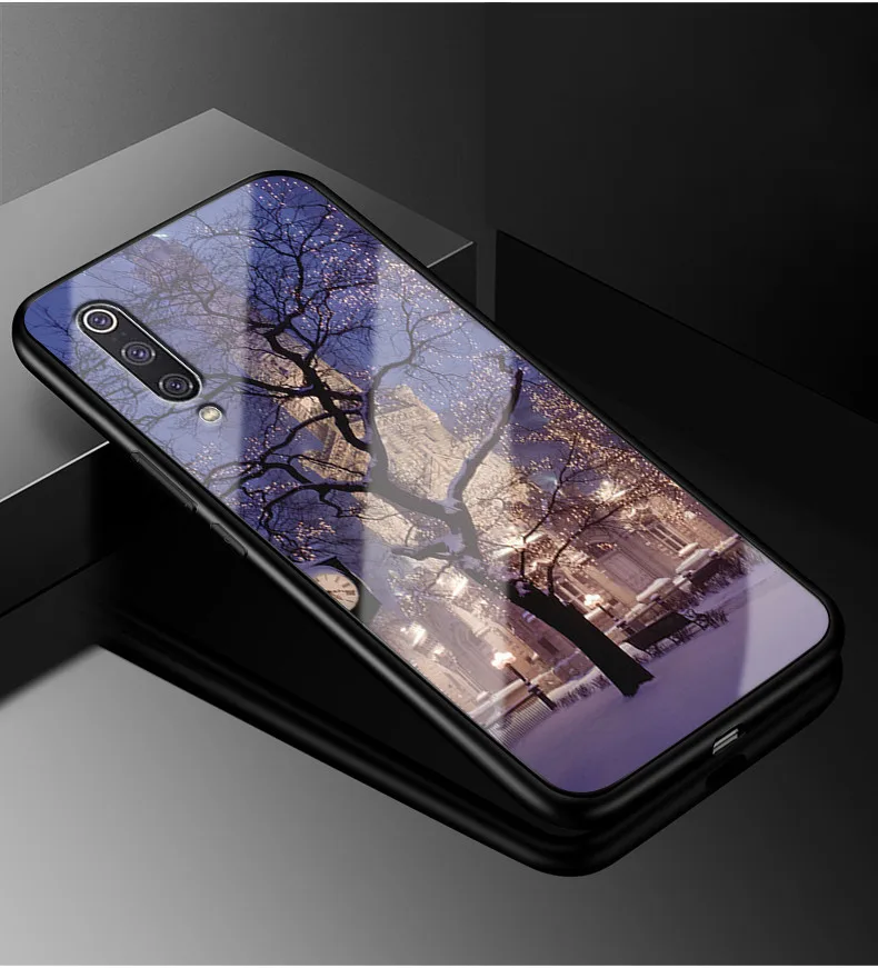 Для Xiaomi mi CC9 чехол CC9 PC Пластиковый стеклянный чехол для телефона черный ТПУ бампер чехол для Xiaomi mi CC9 Coque mi CC9 CC 9 стеклянная крышка
