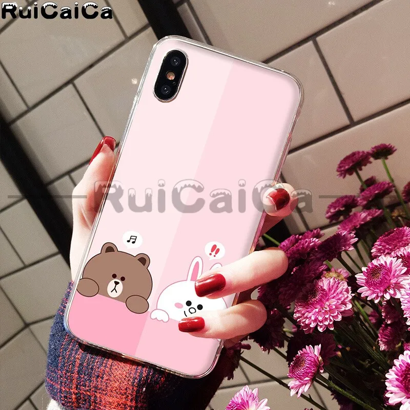 A7 RuiCaiCa Line Friends коричневый Медведь Мягкий ТПУ чехол для телефона для Apple iPhone 8 7 6 6S Plus X XS MAX 5 5S SE XR мобильных телефонов - Цвет: A7