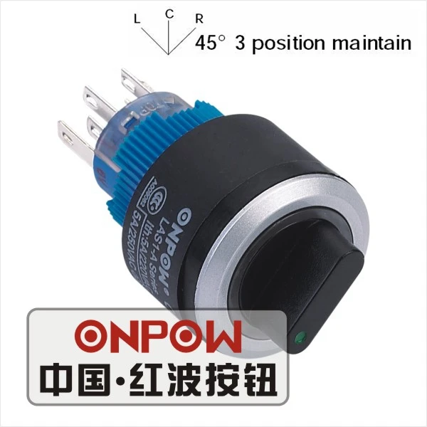 ONPOW 22mm Three position Maintain 2NO2NC Ring LED illuminated Plastic selector switch (LAS1-AWY-22X/31/G/12V) CE UL ROHS | Обустройство
