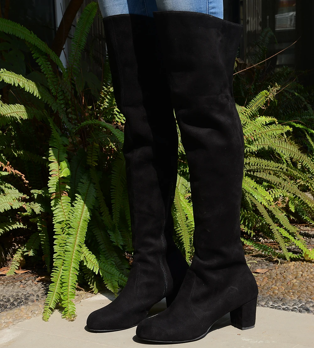 suede boots in snow