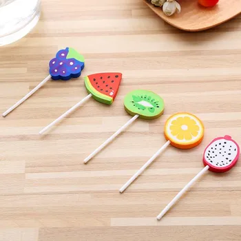 

30 Pcs/lot stationery lovable fruit lollipop eraser cartoon adorable toys eraser primary school prizes funny eraser
