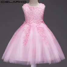 Cielarko/платье для девочек; детские кружевные платья на крестины; Детские свадебные бальные Платья с цветочным узором; детская праздничная одежда для девочек