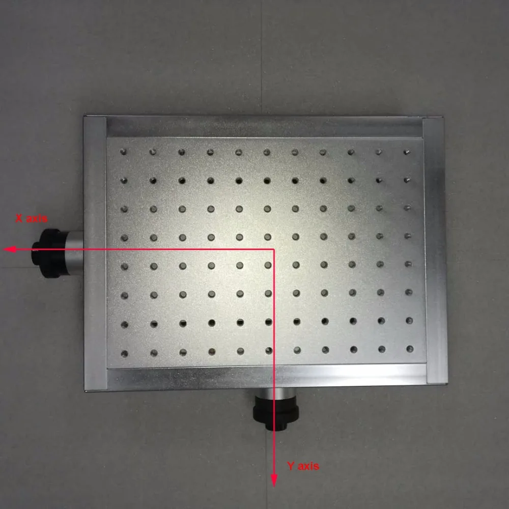 X axis and Y axis on 2D work table adjusted by hand