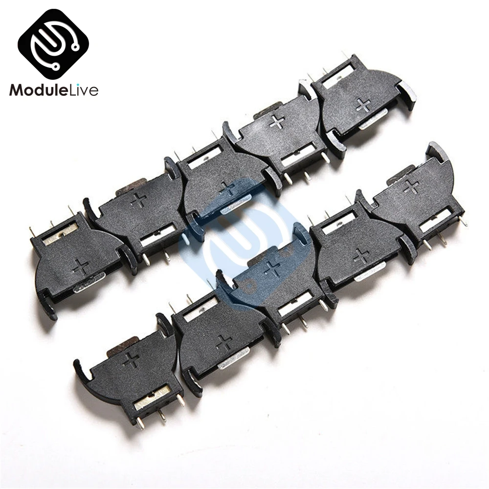 

10PCS CR2032 2025 CR2025 Half-Round Battery Coin Button Socket 3 PIN Holder Case 3pin 3V Cell Coin Battery Socket Holder Case