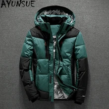 AYUNSUE, осенне-зимняя куртка для мужчин, для улицы, мужской пуховик, с капюшоном, короткое пальто, армейский зеленый утиный пух, куртки, Manteau Homme KJ794