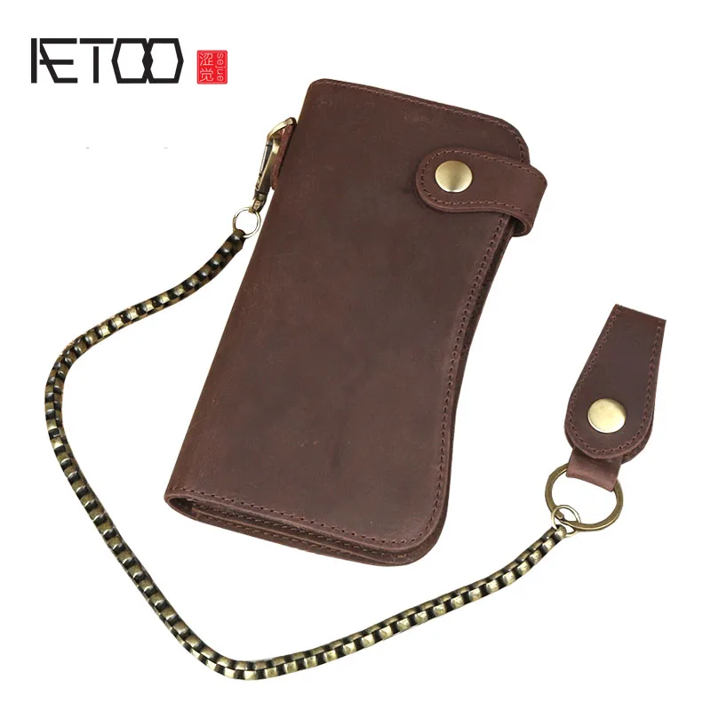 

BJYL Crazy horse phone wallet men long section of the leather multi-function high-capacity multi-card bit young men personality