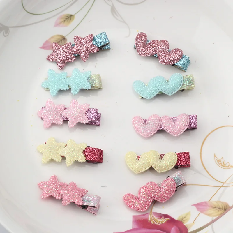 Mignon Styles Barrette Cheveux Accessoires Nouveau Design Brillant Étoiles Bébé Accessoires Filles Coeur Épingles À Cheveux Enfa.