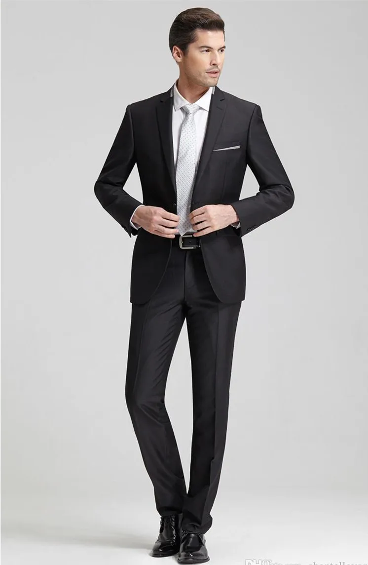 919 Customize Slim Fit Groom Tuxedos Black Notched Lapel High Quality Man Suit Wedding Men's Blazer Groom Suit New Arrival (Jacket+Pants)