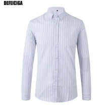 DEFEICIGA Повседневная Формальная рубашка для мужчин с длинным рукавом в полоску, однотонная деловая офисная рубашка мужская хлопковая Мужская рубашка 025