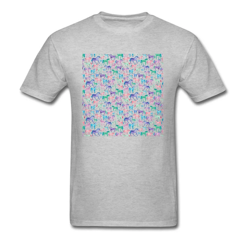 Short Sleeve T Shirt Crew Neck Pure Cotton Men's Tshirts Watercolour Pastel Unicorns Fashionable Tops Tees Coupons Watercolour Pastel Unicorns grey