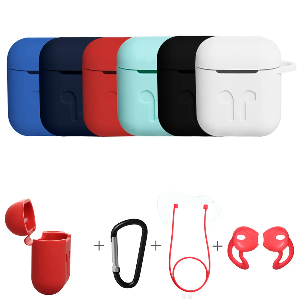 Силиконовый чехол 3 в 1 для Apple AirPods 2 наушников защитный с защитой от потери
