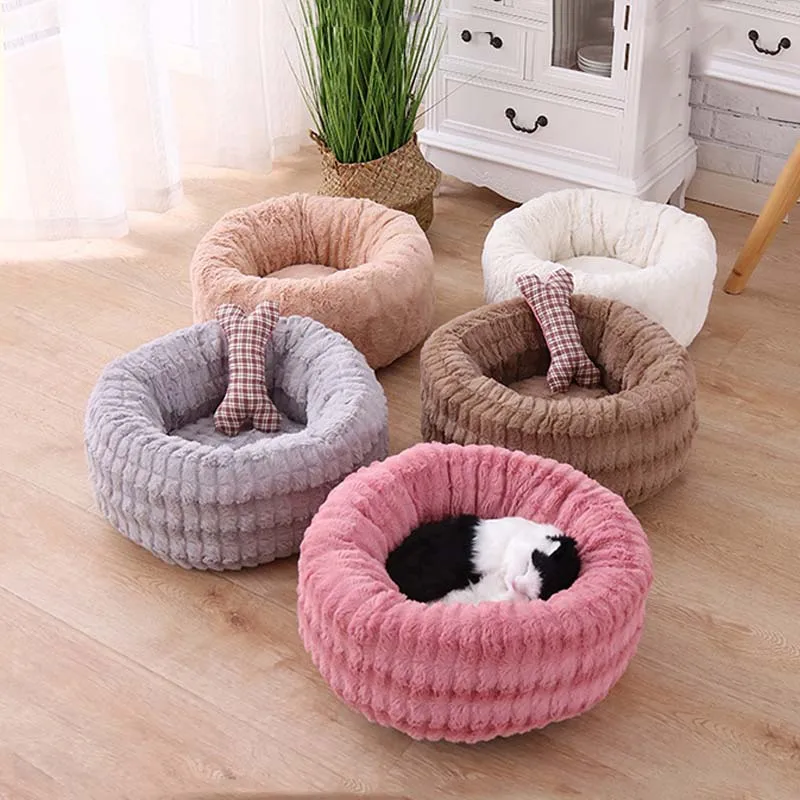 

Breathable Pet Dog Beds Mats Cat Kennel Winter Warm Pet Nest Bed for Small Dogs Washable Super Soft Plush Round Nest