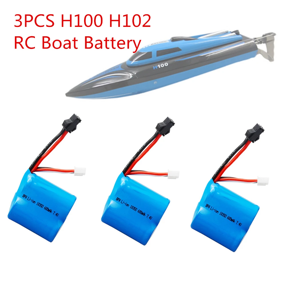 3pcs 7.4v 600mAh 18350 Li ion battery for H100 H102 high speed RC boat